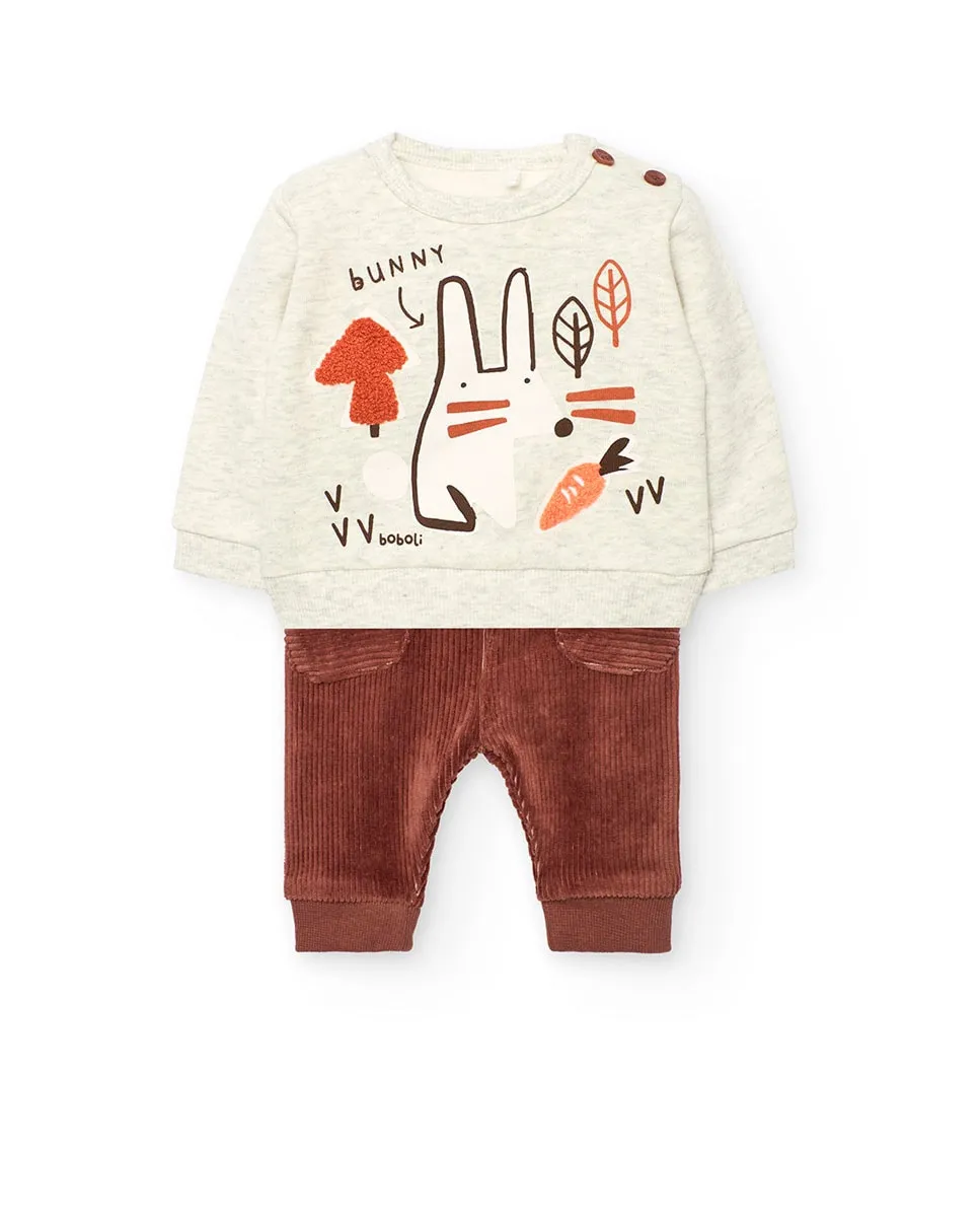 Детский комплект толстовка и вельветовые штаны Boboli, бежевый
Детский комплект толстовка и вельветовые штаны Boboli, бежевый