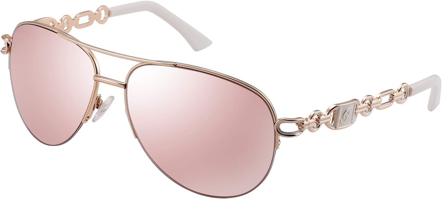 Женские солнцезащитные очки-авиаторы FENCHI, зеркальные линзы, дужки-цепочки, металлическая полуободковая оправа, UV 400. Линзы: розовые зеркальные, оправа: розовое золото, заушники: белые
Женские солнцезащитные очки-авиаторы FENCHI, зеркальные линзы, дужки-цепочки, металлическая полуободковая оправа, UV 400. Линзы: розовые зеркальные, оправа: розовое золото, заушники: белые