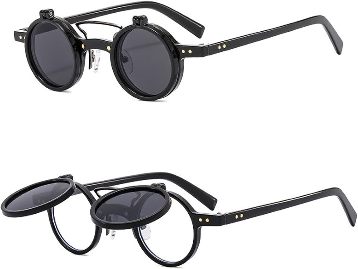 Круглые солнцезащитные очки для женщин и мужчин в стиле ретро-панк с двойной откидной крышкой, модные, с леопардовым принтом, защитой от УФ-излучения UV400 и заклепками UATXTAU, Black Gray
Круглые солнцезащитные очки для женщин и мужчин в стиле ретро-панк с двойной откидной крышкой, модные, с леопардовым принтом, защитой от УФ-излучения UV400 и заклепками UATXTAU, Black Gray