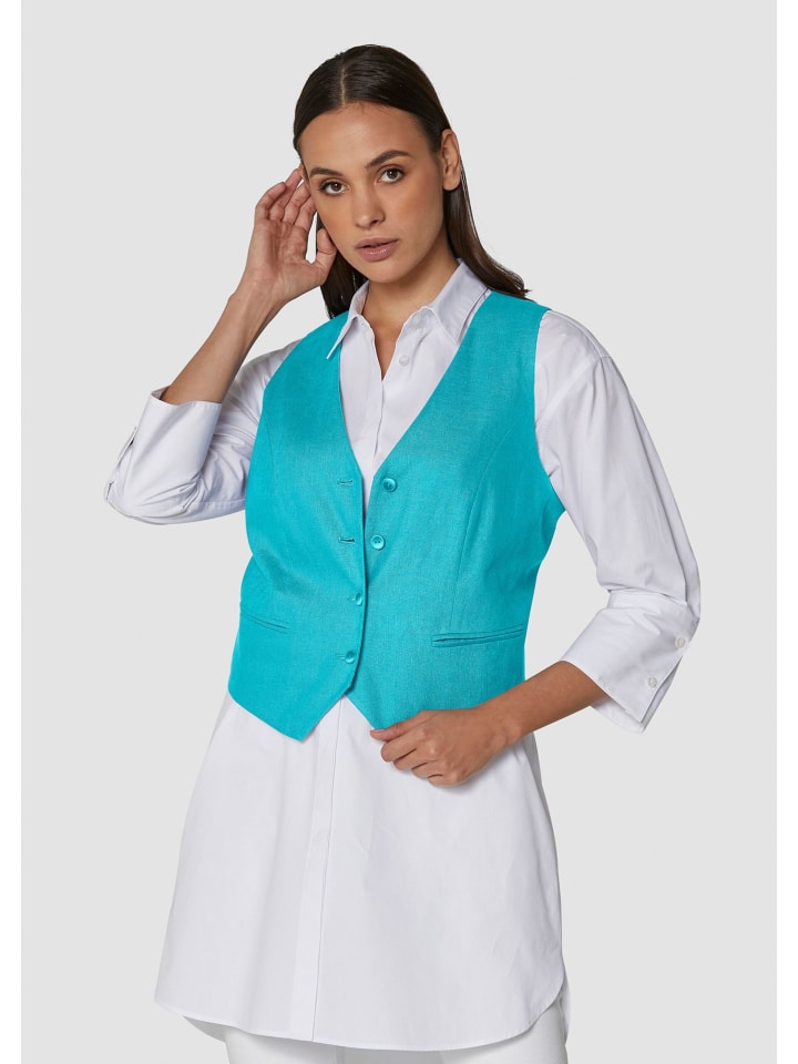 MADELEINE Короткий льняной жилет цвета "Карибский синий"
MADELEINE Короткий льняной жилет цвета "Карибский синий"