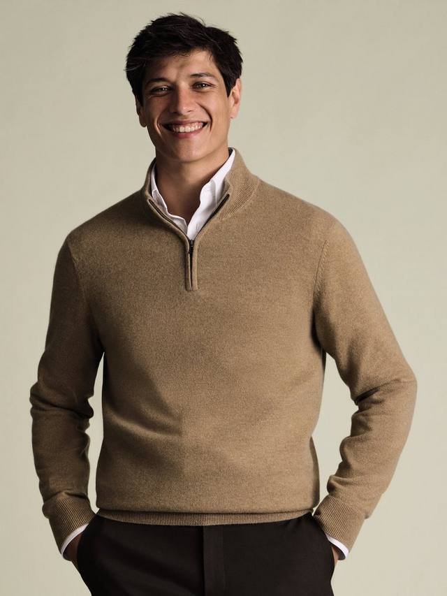 Кашемировый джемпер с молнией и воротником Charles Tyrwhitt, Tan
Кашемировый джемпер с молнией и воротником Charles Tyrwhitt, Tan