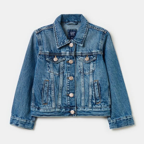 Короткая куртка из денима обработанного кислотой Gap, синий 
Короткая куртка из денима обработанного кислотой Gap, синий