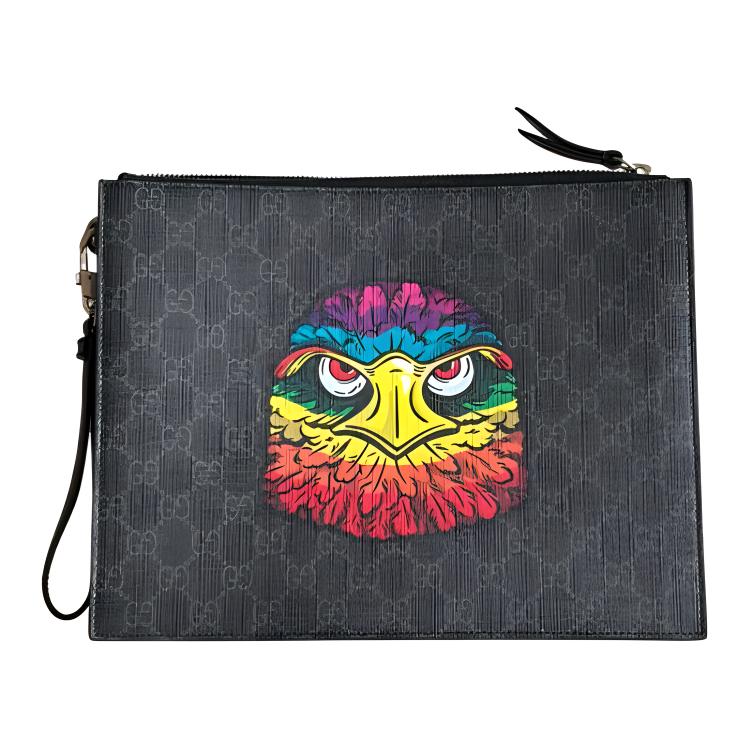 Кожаный клатч с покрытием мужской черный GUCCI 
Кожаный клатч с покрытием мужской черный GUCCI
