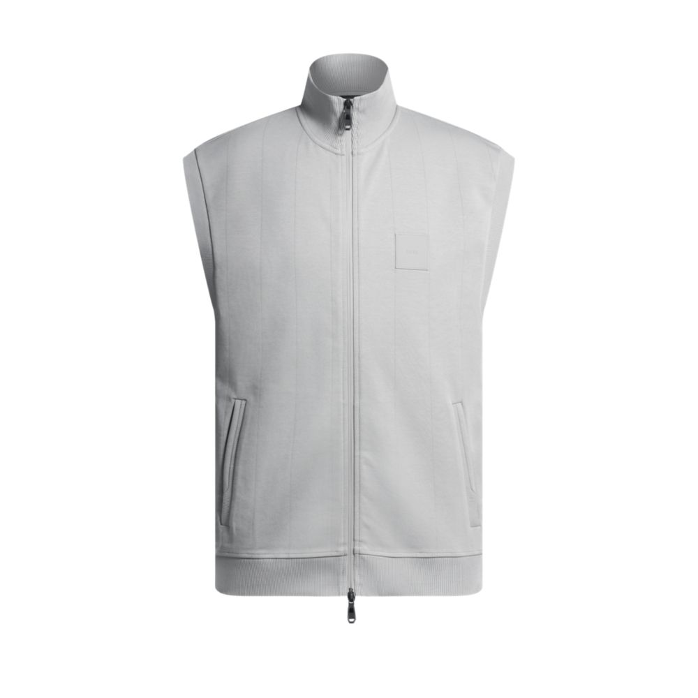 Свитшот без рукавов на молнии из хлопка BOSS, светло-серый 
Свитшот без рукавов на молнии из хлопка BOSS, светло-серый