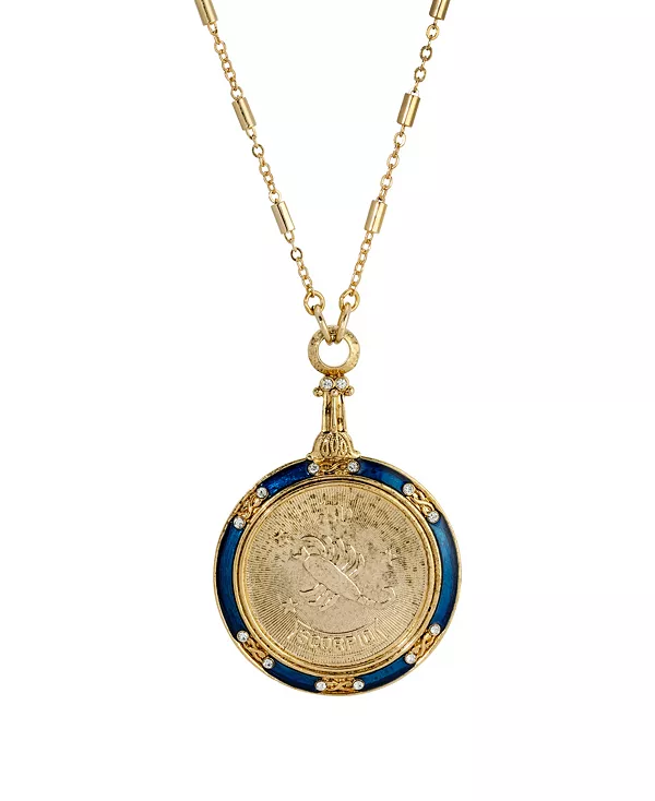 Круглое зодиакальное ожерелье с синими эмалевыми кристаллами 2028, scorpio