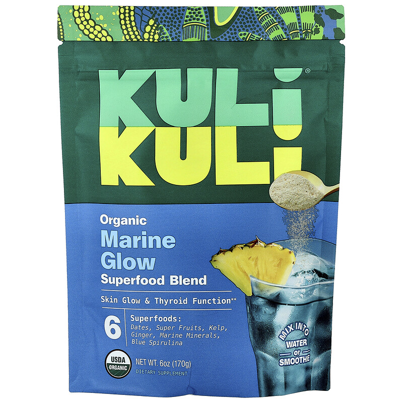 Kuli Kuli, Органическая смесь суперпродуктов, Marine Glow, 170 г (6 унций)
Kuli Kuli, Органическая смесь суперпродуктов, Marine Glow, 170 г (6 унций)