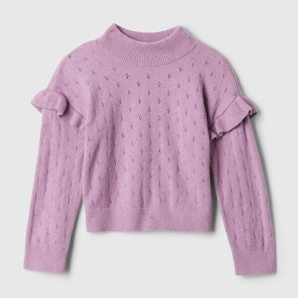Пуловер с ажурным узором воротником-стойкой и оборками Gap, лиловый
Пуловер с ажурным узором воротником-стойкой и оборками Gap, лиловый
