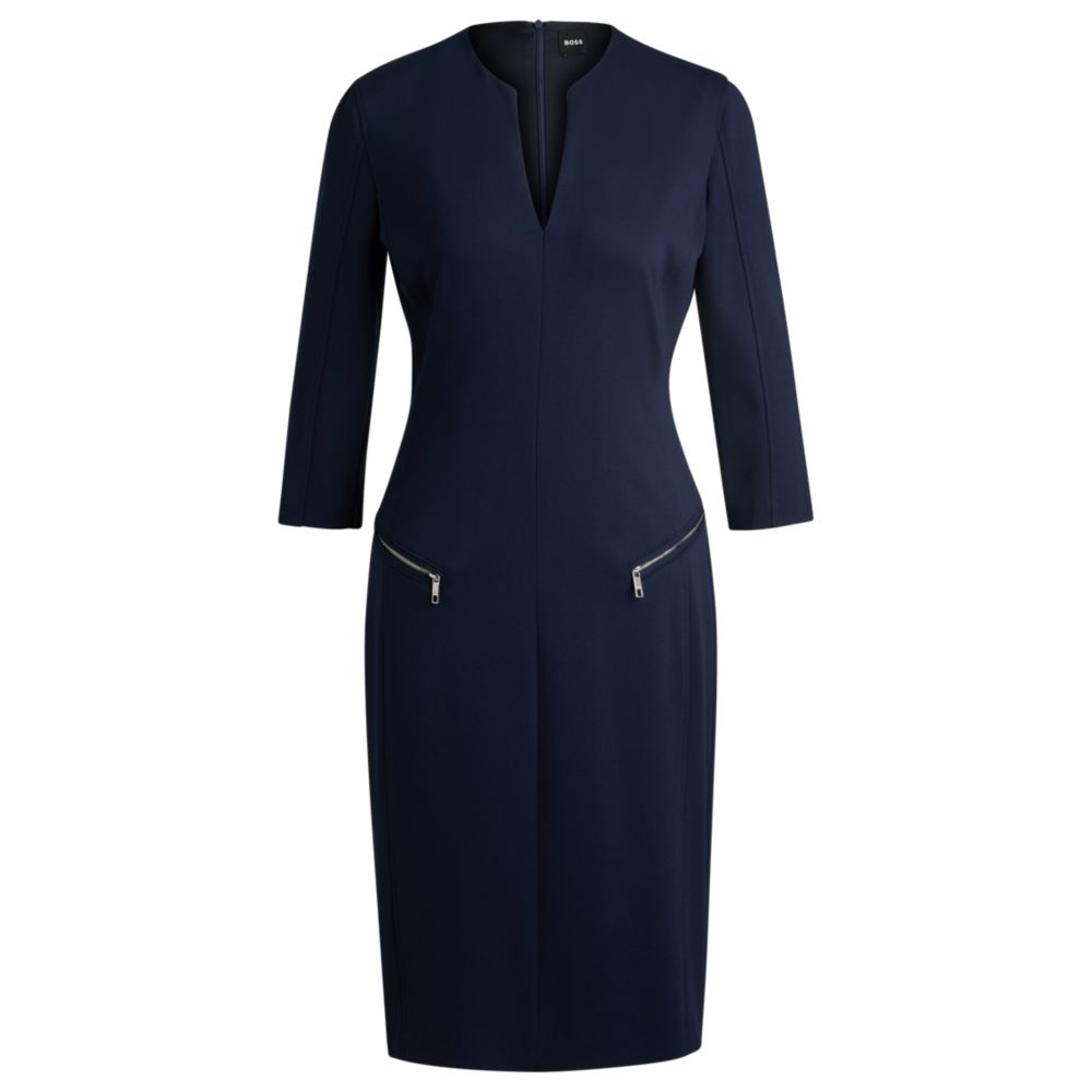 Платье с V-образным вырезом, карманами на молнии и укороченными рукавами BOSS, темно-синий
Платье с V-образным вырезом, карманами на молнии и укороченными рукавами BOSS, темно-синий