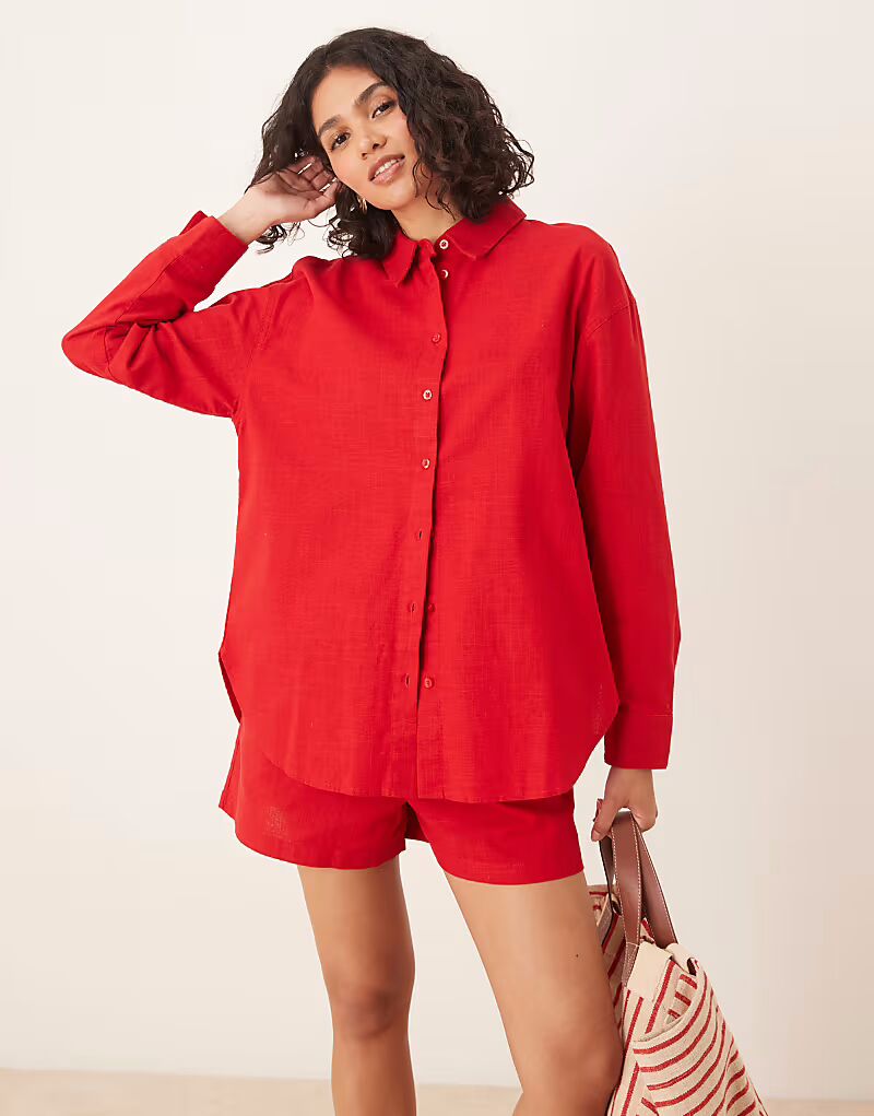 Рубашка свободного кроя из льняного материала красного цвета Asos Design
Рубашка свободного кроя из льняного материала красного цвета Asos Design