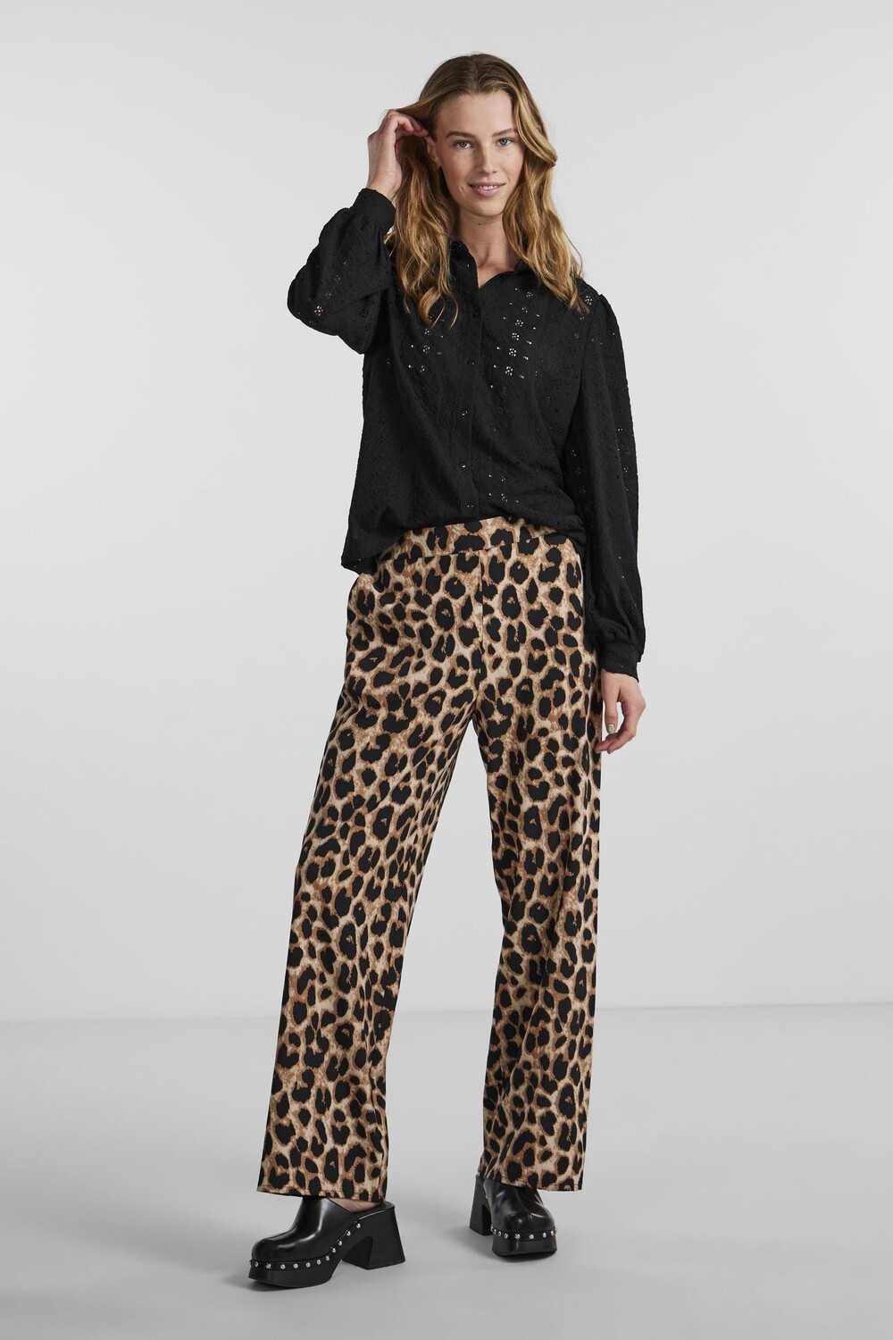 Брюки с леопардовым принтом Pieces, черный
Брюки с леопардовым принтом Pieces, черный
