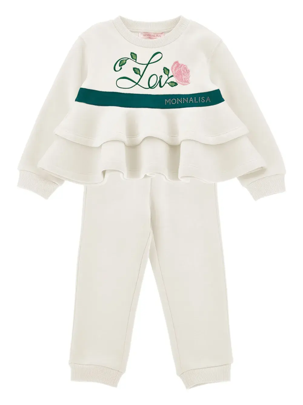 Спортивный костюм с оборками Monnalisa, белый
Спортивный костюм с оборками Monnalisa, белый