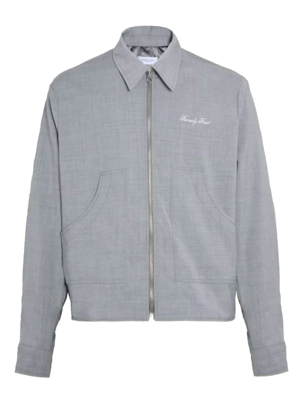 Куртка на молнии с вышивкой Family First, серый 
Куртка на молнии с вышивкой Family First, серый