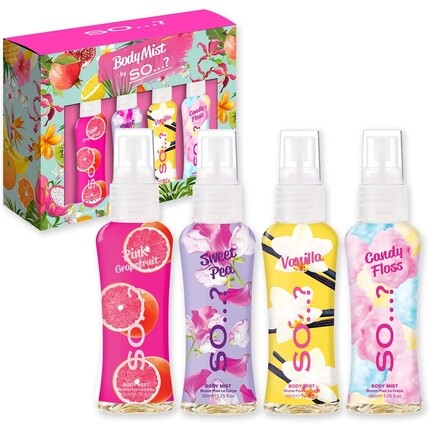 So... Women's Mini Mist Body Mist Gift Set with Pink Grapefruit, Vanilla, Candy Floss & Sweet Pea Fragrance Spray - Fruity Twist So…
So... Women's Mini Mist Body Mist Gift Set with Pink Grapefruit, Vanilla, Candy Floss & Sweet Pea Fragrance Spray - Fruity Twist So…