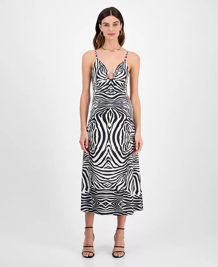 Платье миди с принтом «зебра» и V-образным вырезом, рюшами, для юниоров 14th Place, мультиколор 
Платье миди с принтом «зебра» и V-образным вырезом, рюшами, для юниоров 14th Place, мультиколор