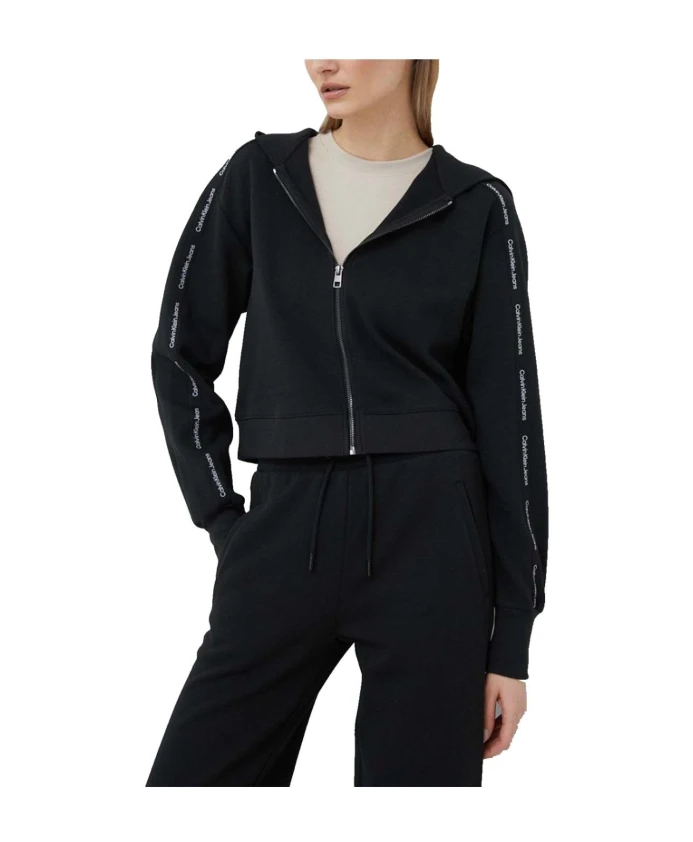 Укороченная толстовка на молнии с логотипом Calvin Klein, черный
Укороченная толстовка на молнии с логотипом Calvin Klein, черный