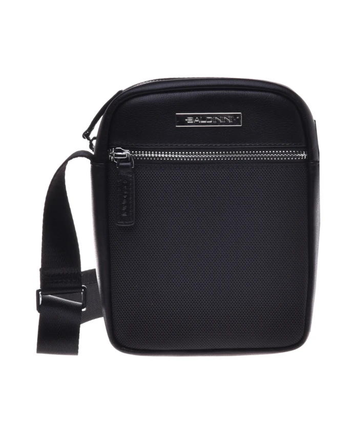 Сумка через плечо из черной телячьей кожи и нейлона Baldinini, черный 
Сумка через плечо из черной телячьей кожи и нейлона Baldinini, черный