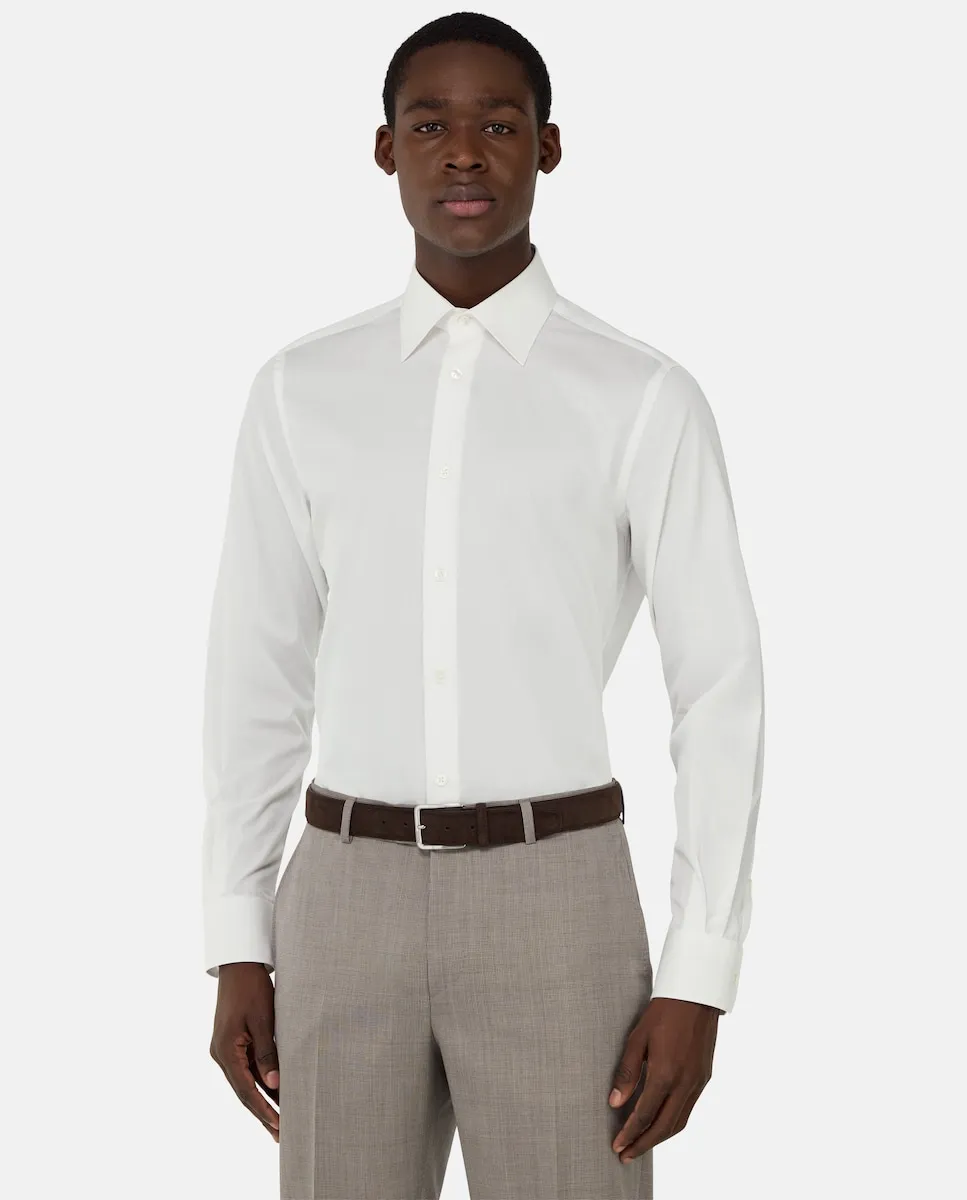 Хлопковая саржевая рубашка классического кроя Boggi Milano, белый
Хлопковая саржевая рубашка классического кроя Boggi Milano, белый