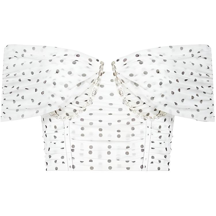 Футболка поло Self Portrait с принтом в горох укороченная белая Matrix Dot
Футболка поло Self Portrait с принтом в горох укороченная белая Matrix Dot