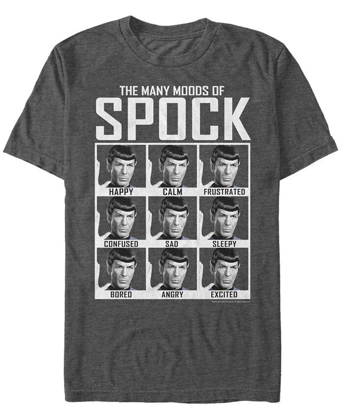 Мужская футболка из оригинальной серии Star Trek с короткими рукавами Many Moods Of Spock Fifth Sun, серый
Мужская футболка из оригинальной серии Star Trek с короткими рукавами Many Moods Of Spock Fifth Sun, серый