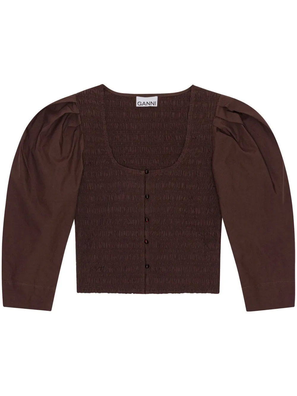 Поплиновая блузка из органического хлопка GANNI, коричневый
Поплиновая блузка из органического хлопка GANNI, коричневый