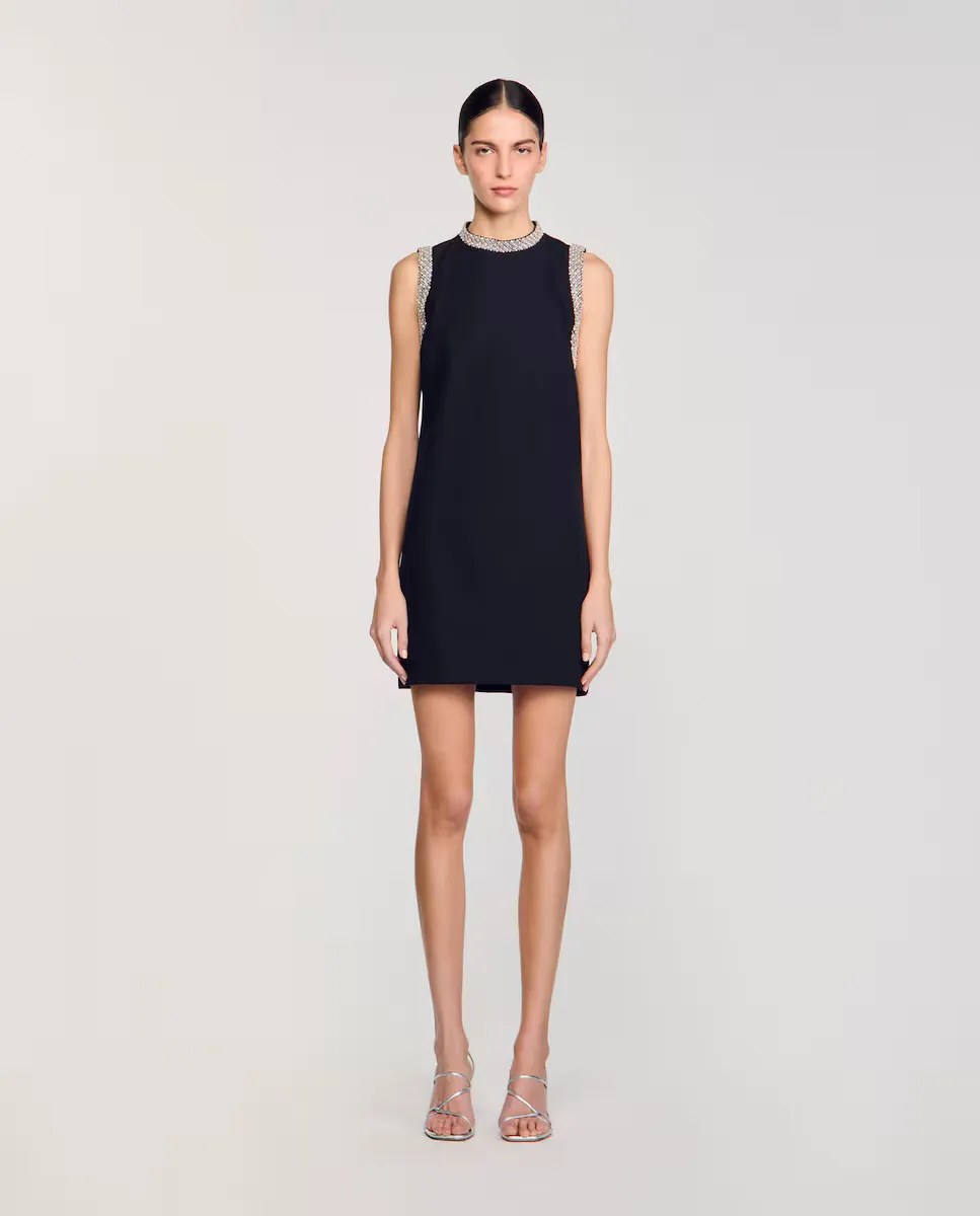 Короткое платье с деталями из страз Sandro, черный
Короткое платье с деталями из страз Sandro, черный