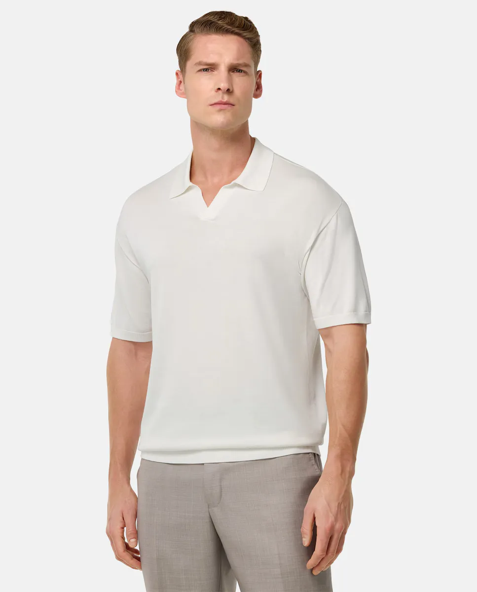 Мужская трикотажная рубашка поло из хлопкового шелка Boggi Milano, белый
Мужская трикотажная рубашка поло из хлопкового шелка Boggi Milano, белый