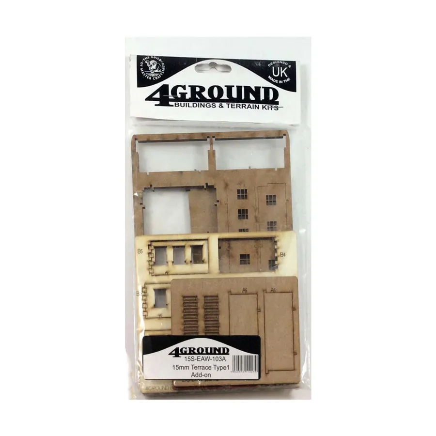Дома с террасами - Тип 1, пристройка (предварительно окрашенные), Europe At War - Buildings (15mm)