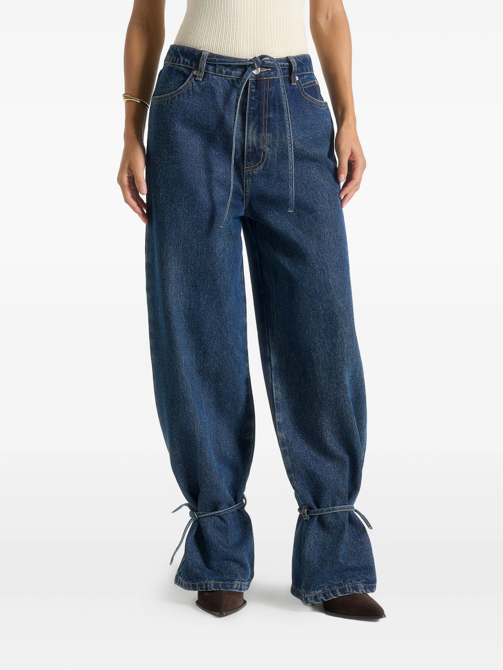 Широкие джинсы Faye с завязками Manière De Voir, синий
Широкие джинсы Faye с завязками Manière De Voir, синий