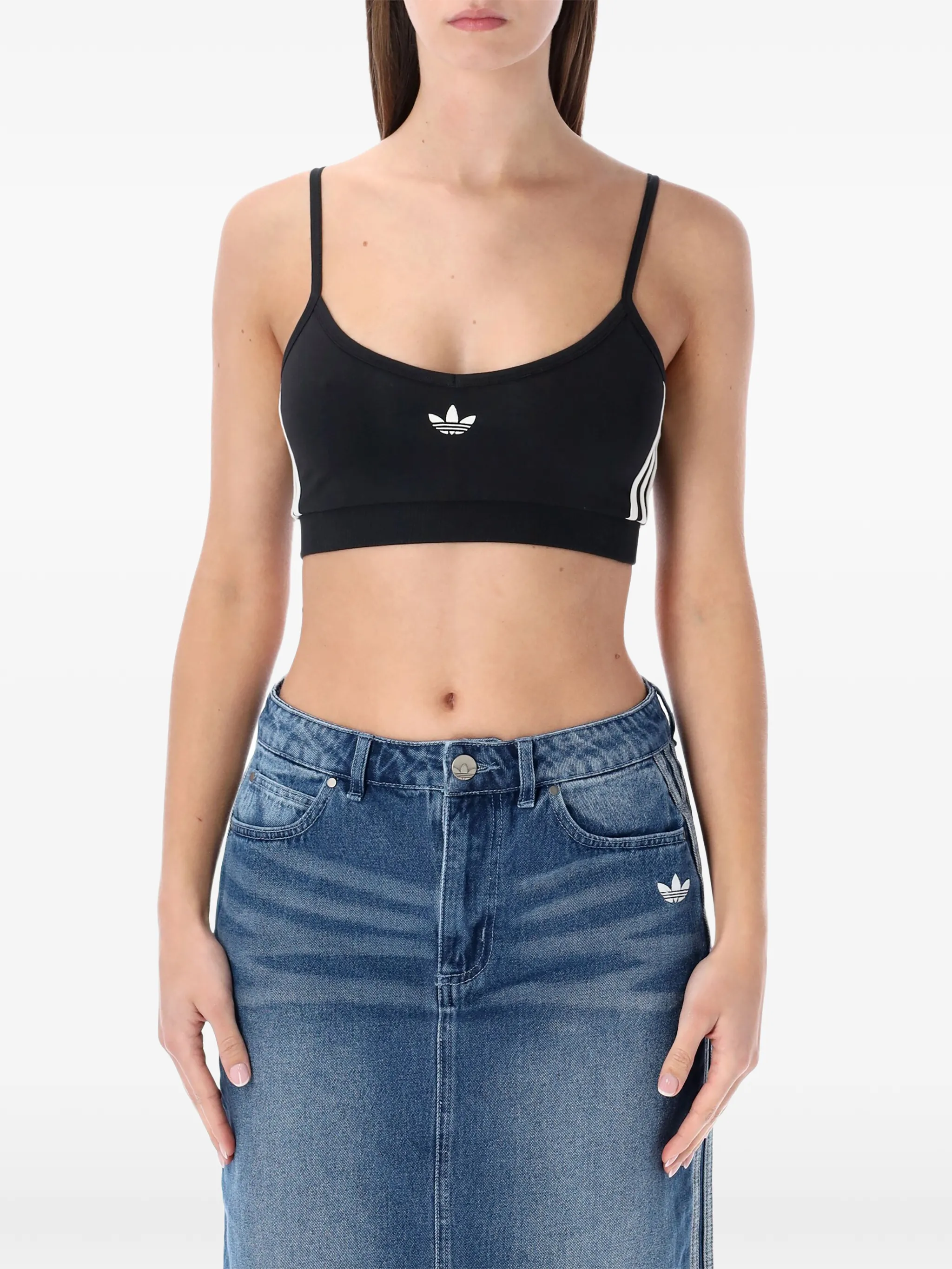 Топ без косточек в полоску Adidas, черный
Топ без косточек в полоску Adidas, черный