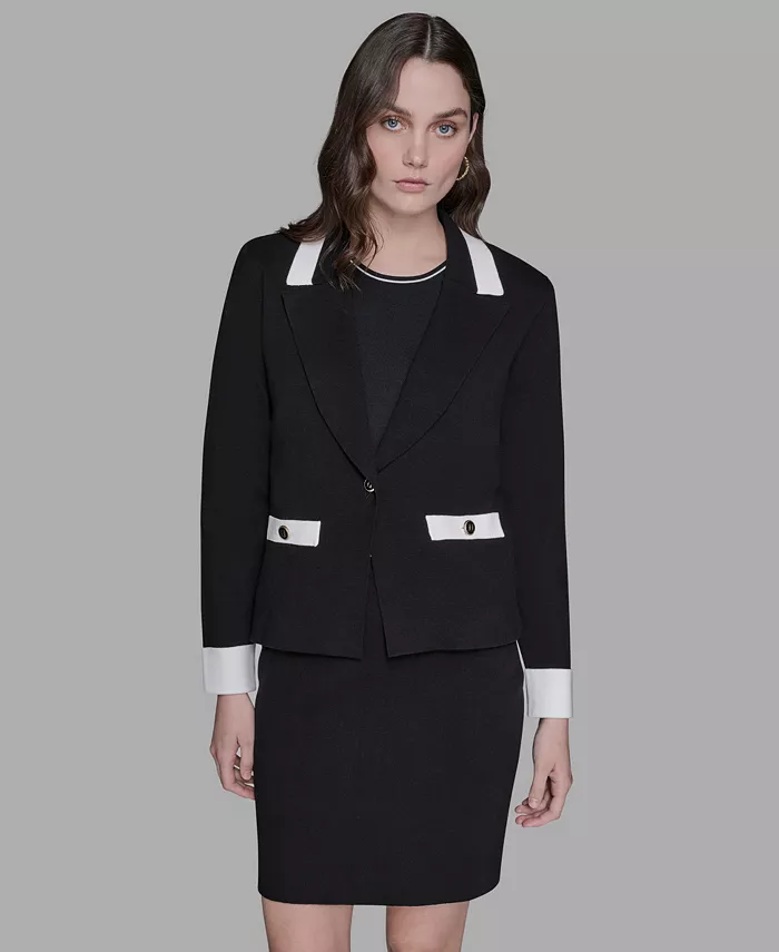 Женский хлопковый трикотажный блейзер на одной пуговице KARL LAGERFELD PARIS, черный
Женский хлопковый трикотажный блейзер на одной пуговице KARL LAGERFELD PARIS, черный