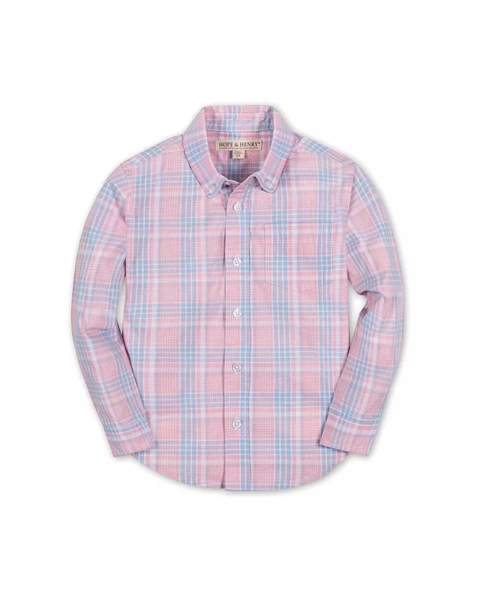 Рубашка с длинными рукавами из органического эластичного поплина для мальчиков и девочек Hope & Henry, розовый 
Рубашка с длинными рукавами из органического эластичного поплина для мальчиков и девочек Hope & Henry, розовый