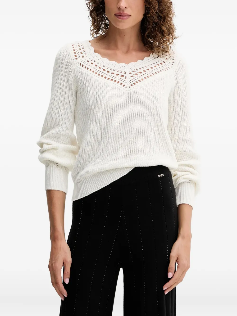 Джемпер с вязаной отделкой Twinset, белый
Джемпер с вязаной отделкой Twinset, белый