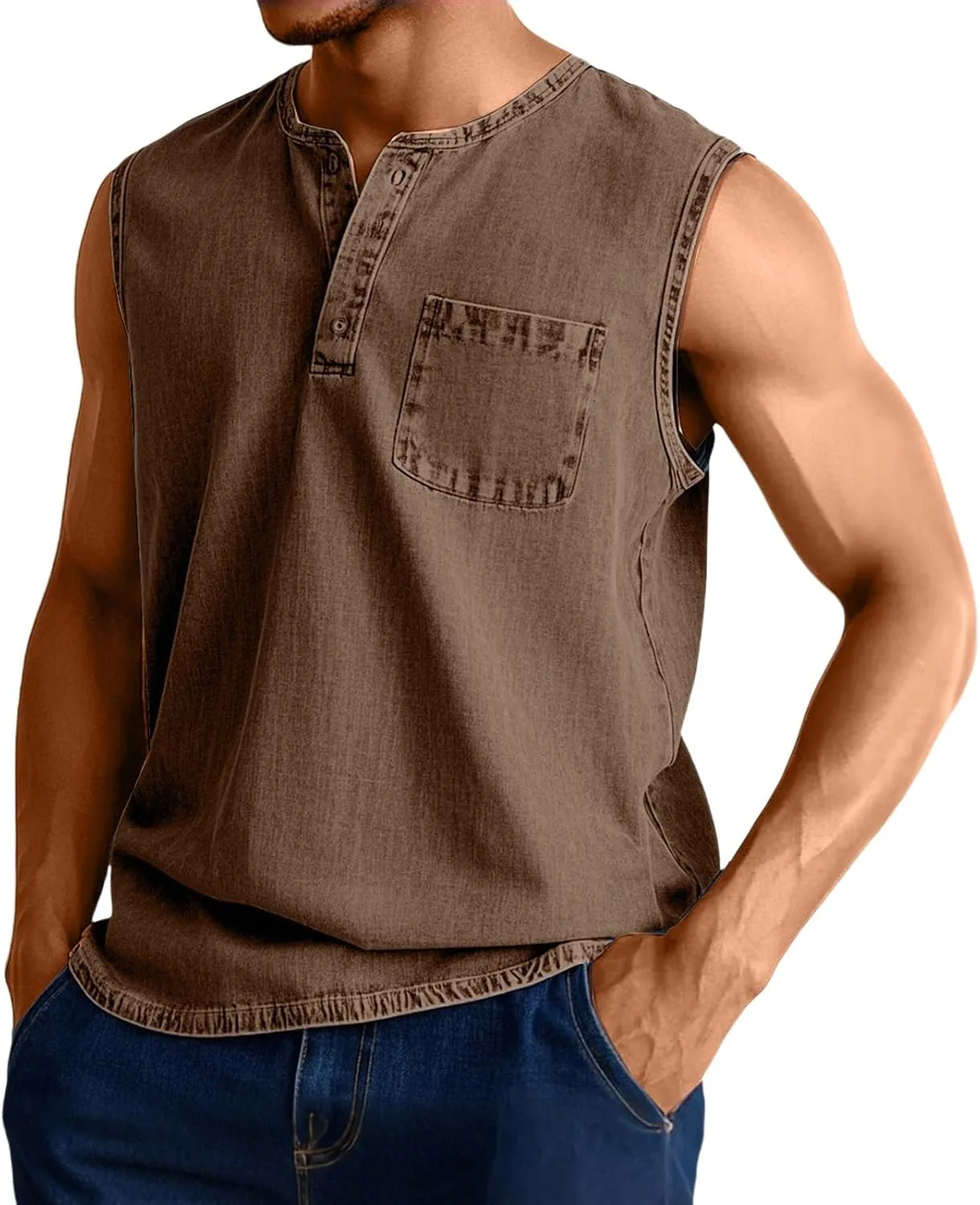 Футболка Henley для мужчин, без рукавов, легкая Thatrich
Футболка Henley для мужчин, без рукавов, легкая Thatrich