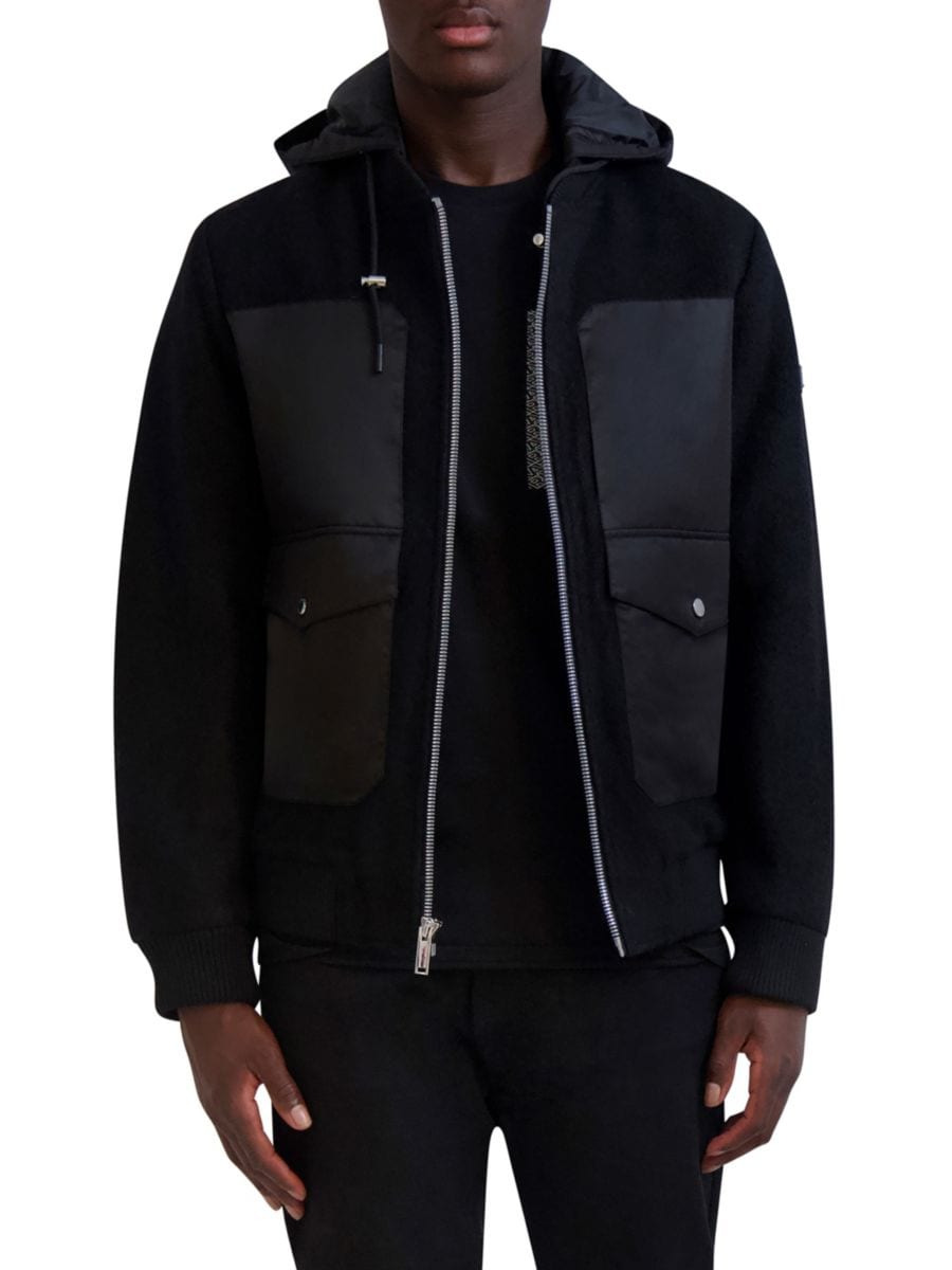 Куртка с капюшоном и застежкой-молнией из комбинированной ткани Karl Lagerfeld Paris, черный
Куртка с капюшоном и застежкой-молнией из комбинированной ткани Karl Lagerfeld Paris, черный