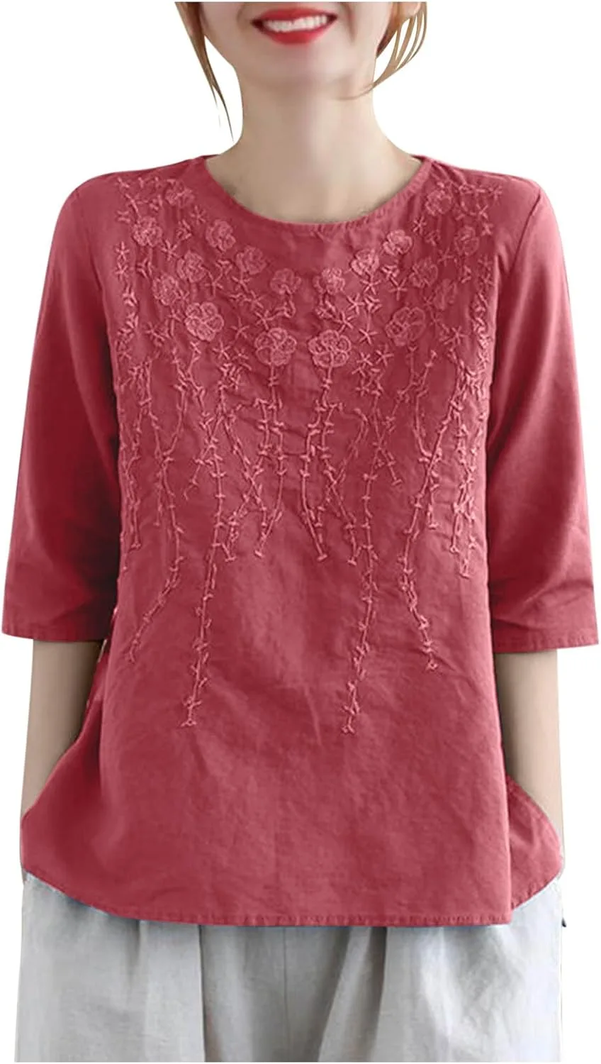 Женская блузка с вышивкой из льна AKTCVVJ
Женская блузка с вышивкой из льна AKTCVVJ