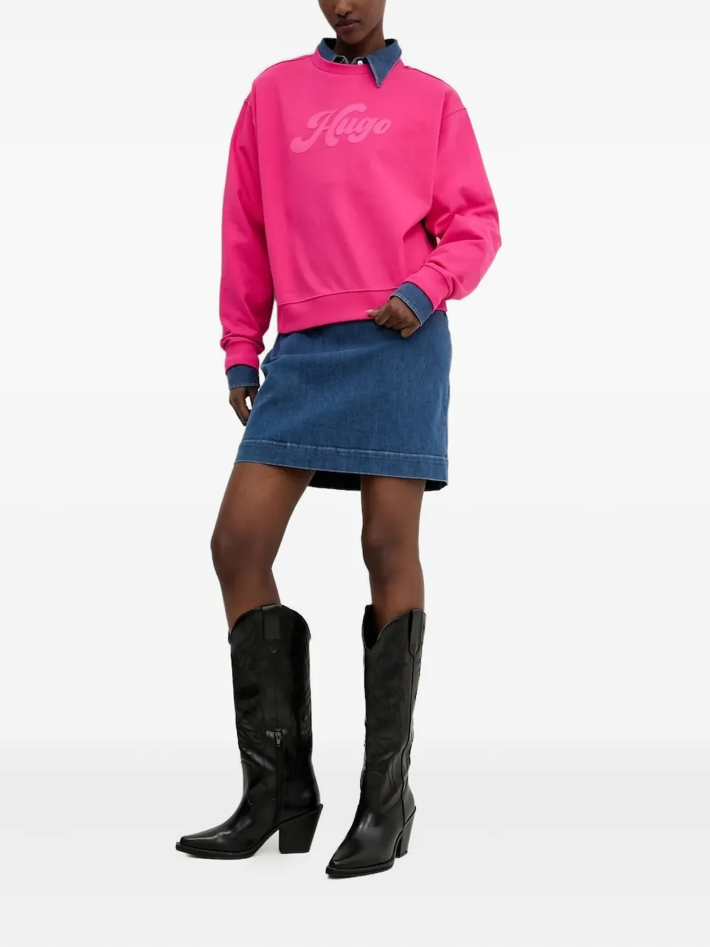 Мини-платье из джинсовой рубашки с поясом HUGO, синий
Мини-платье из джинсовой рубашки с поясом HUGO, синий