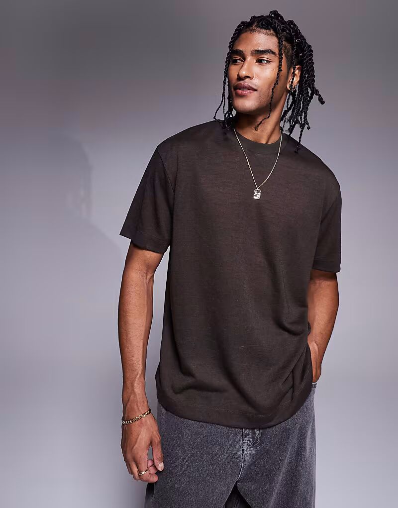 Футболка свободного кроя из льна ASOS DESIGN коричневого цвета
Футболка свободного кроя из льна ASOS DESIGN коричневого цвета