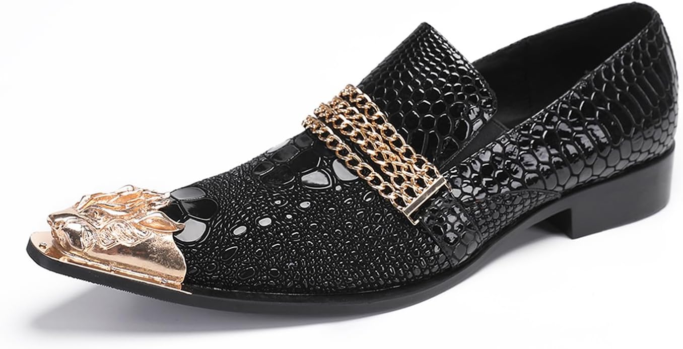 Мужские мокасины Santimon с металлическим носком и бисерной отделкой, Настоящая кожаная обувь-пенни для свадьбы, диско и рок-концертов, Туфли для повседневной носки и вечерних нарядов, черные
Мужские мокасины Santimon с металлическим носком и бисерной отделкой, Настоящая кожаная обувь-пенни для свадьбы, диско и рок-концертов, Туфли для повседневной носки и вечерних нарядов, черные