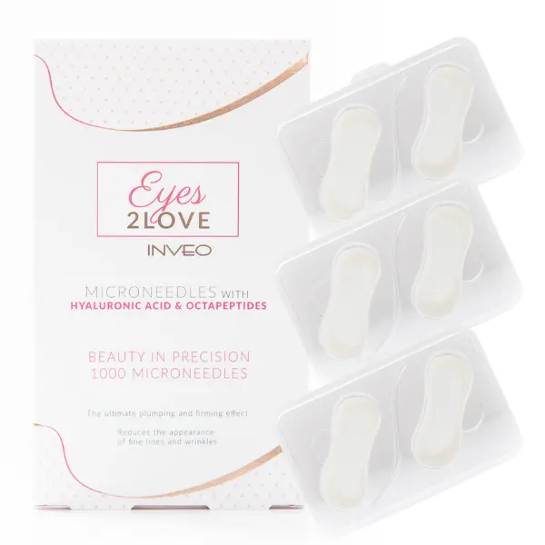 Наглазники с микроиглами из гиалуроновой кислоты и октопептидов Inveo Eyes 2 Love, 3 пары
Наглазники с микроиглами из гиалуроновой кислоты и октопептидов Inveo Eyes 2 Love, 3 пары