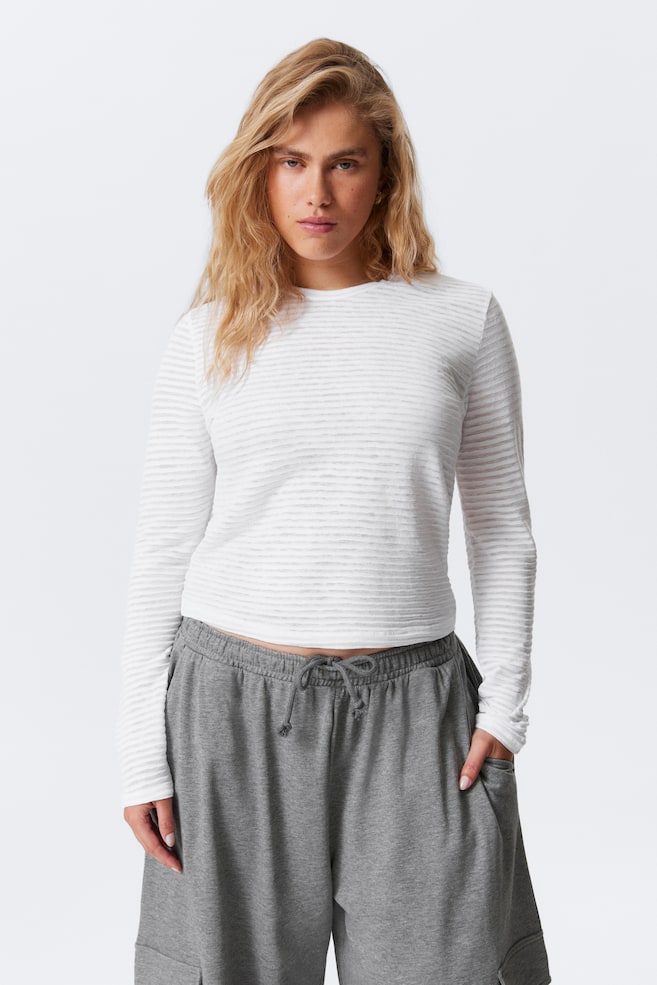 Тонкий ребристый топ с длинными рукавами Weekday, белый
Тонкий ребристый топ с длинными рукавами Weekday, белый