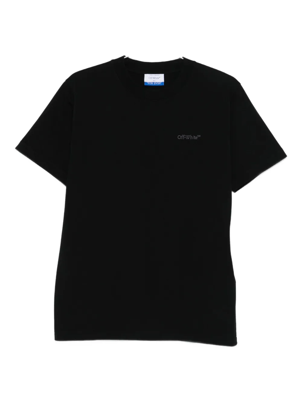 Хлопковая футболка с вышитым логотипом OFF-WHITE, черный 
Хлопковая футболка с вышитым логотипом OFF-WHITE, черный