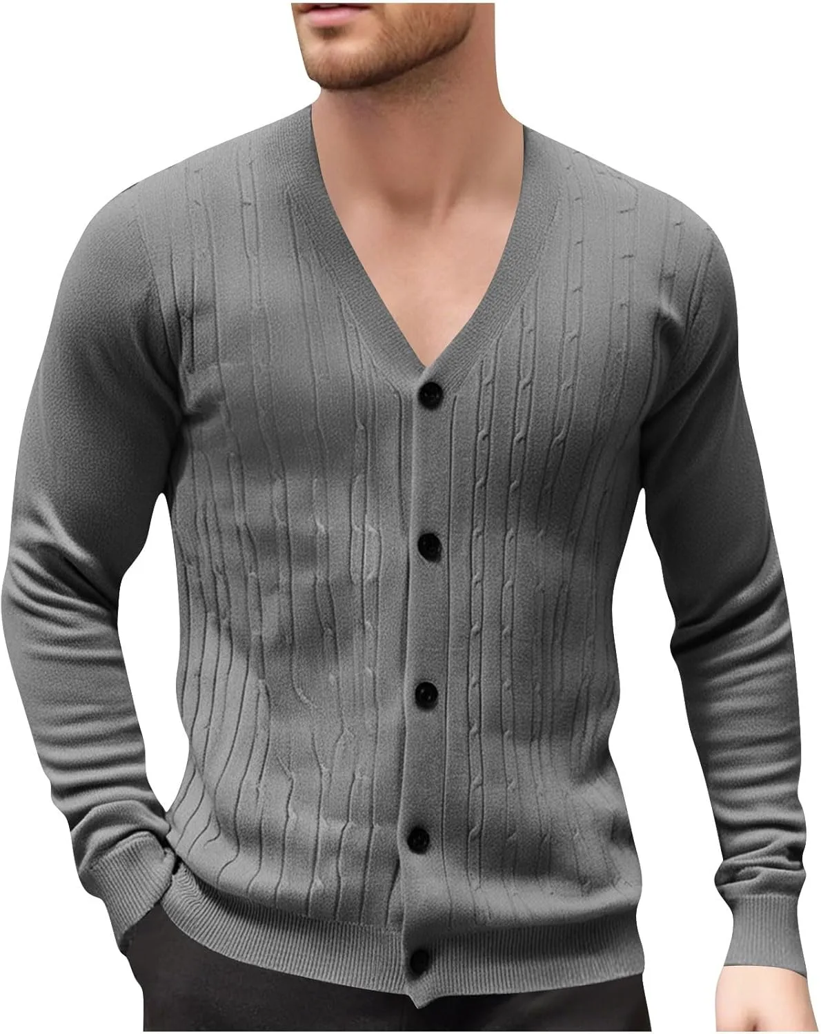 Мужской кардиган с V-образным вырезом и пуговицами, легкий кабельный трикотаж oiangi
Мужской кардиган с V-образным вырезом и пуговицами, легкий кабельный трикотаж oiangi