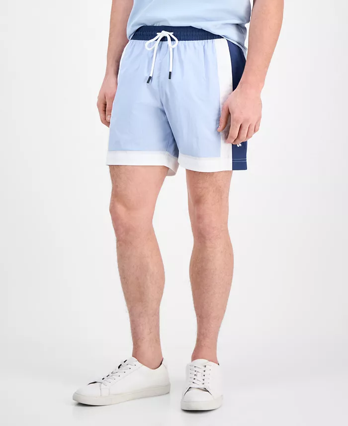 Мужские плавки с контрастными вставками и завязками, длина 5" Hugo Boss, синий 
Мужские плавки с контрастными вставками и завязками, длина 5" Hugo Boss, синий