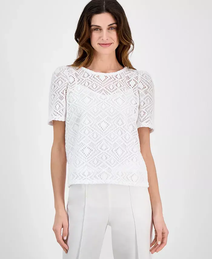 Укороченный кружевной топ с короткими рукавами-фонариками Petite Crewneck Short-Puff-Sleeve Lace Top Anne Klein, белый
Укороченный кружевной топ с короткими рукавами-фонариками Petite Crewneck Short-Puff-Sleeve Lace Top Anne Klein, белый