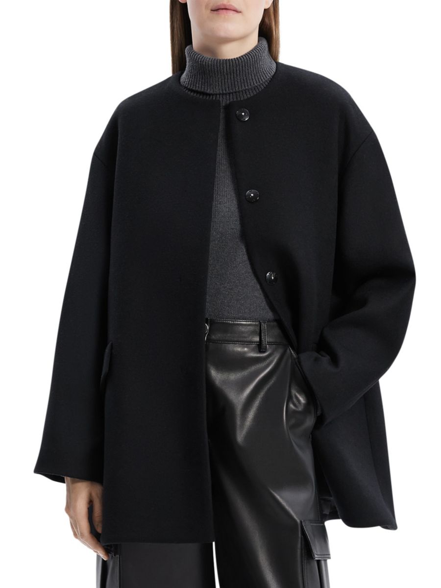 Шерстяное пальто с кейп-бэком Theory, черный
Шерстяное пальто с кейп-бэком Theory, черный