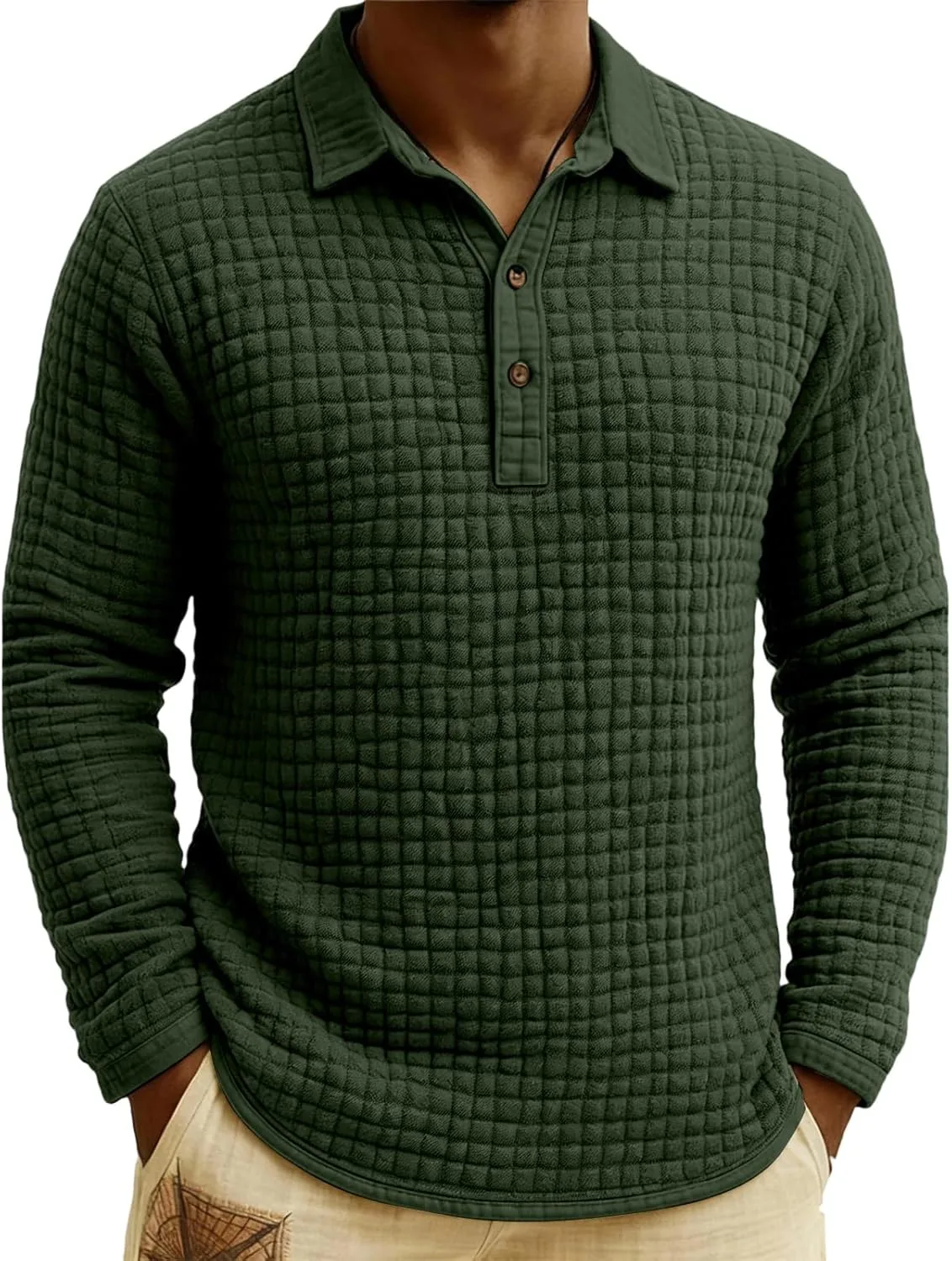 Мужская поло Waffle Slim Fit с длинным рукавом и воротником
Мужская поло Waffle Slim Fit с длинным рукавом и воротником