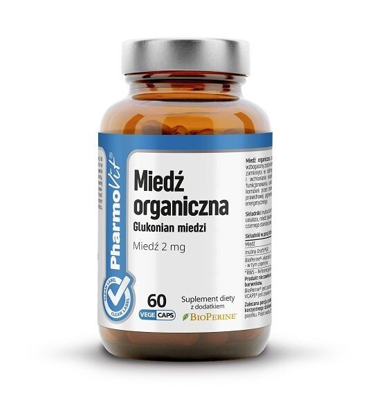 Минералы в капсулах Pharmovit Clean Label Miedź Organiczna, 60 шт