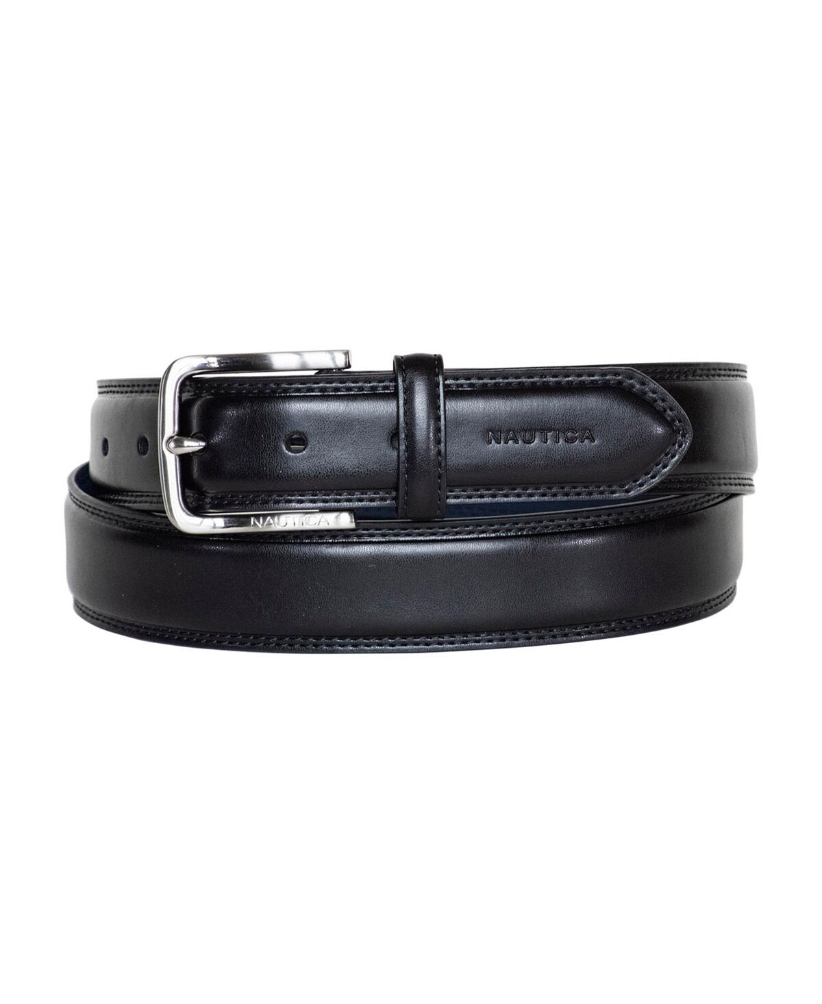 Мужской кожаный ремень с двойной строчкой и инкрустацией логотипом Nautica
Мужской кожаный ремень с двойной строчкой и инкрустацией логотипом Nautica