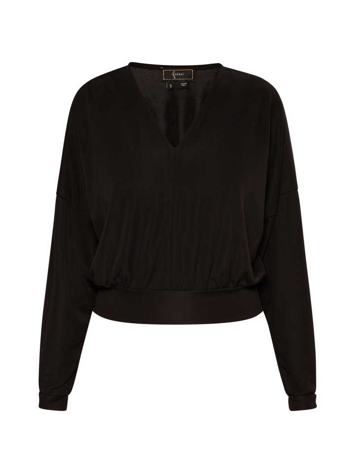 Женская укороченная рубашка с длинными рукавами черного цвета faina
Женская укороченная рубашка с длинными рукавами черного цвета faina