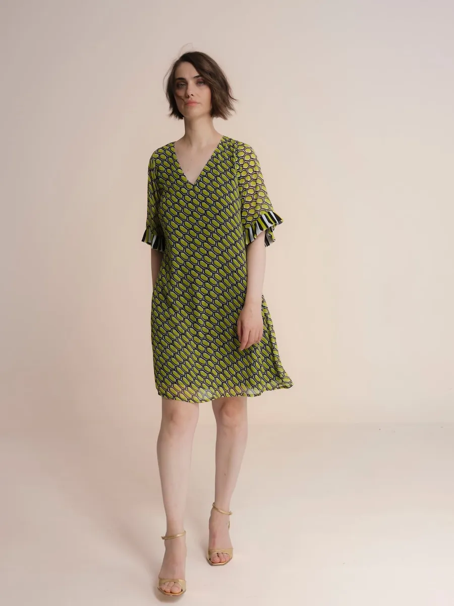 Короткое струящееся платье с принтом Niza, зеленый 
Короткое струящееся платье с принтом Niza, зеленый